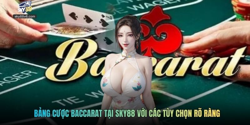 Bảng cược Baccarat tại Sky88 với các tùy chọn rõ ràng