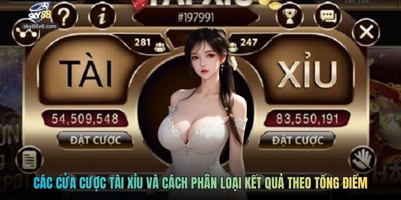 Các cửa cược tài xỉu và cách phân loại kết quả theo tổng điểm