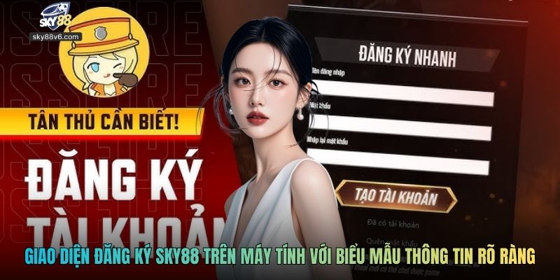 Giao diện đăng ký Sky88 trên máy tính với biểu mẫu thông tin rõ ràng