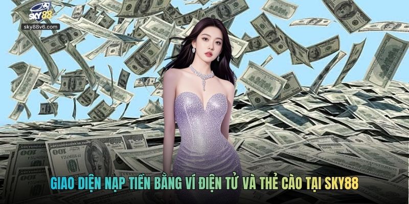 Giao diện nạp tiền bằng ví điện tử và thẻ cào tại Sky88