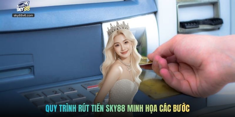 Quy trình rút tiền Sky88 minh họa các bước